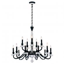  S9338-51OH - Amadeus 15 Light 120V Chandelier in Black with Optic Haze Quartz